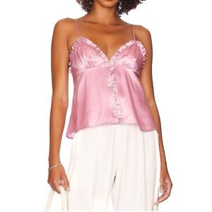 Cami NYC Olenna Satin Ruffle Trim Camisole in Dusty Pink